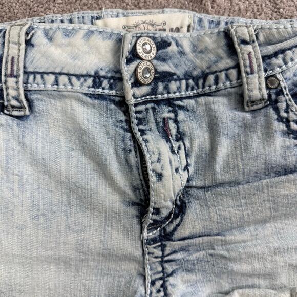 Hydraulic Gramercy Shorts Size 14 Denim Cutoffs Acid Wash Frayed Y2K Low Rise - Picture 2 of 4